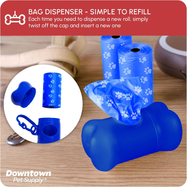 Poop Bags for Dogs with Dispenser, 180 Count - Leak-Proof Dog Waste Bags and Bone-Shaped Dog Poop Bags Holder for Leash - Rainbow with Paw Prints, 12.5
